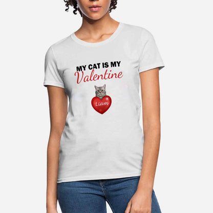 Custom Face&Name My Cat Is My Valentine Women's All Over Print T-shirt