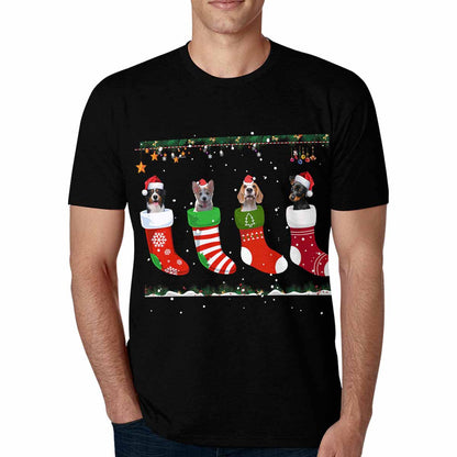 Custom Face Custom Pet's Face Christmas Tee Put Your Photo on Shirt Unique Design Men's All Over Print T-shirtChristmas Stocking Men's All Over Print T-shirt