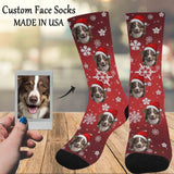 Custom Socks Face Socks with Dog Faces Personalized Socks Christmas Hat Photo Socks for Girlfriend