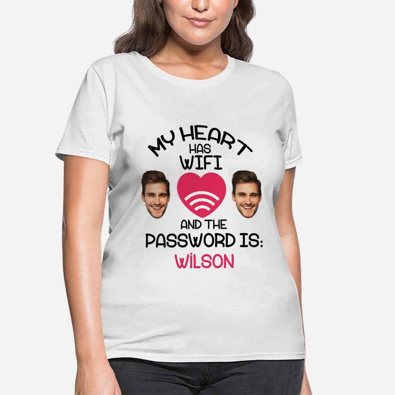 Custom Face&Name My Heart Has Wifi Women's All Over Print T-shirt
