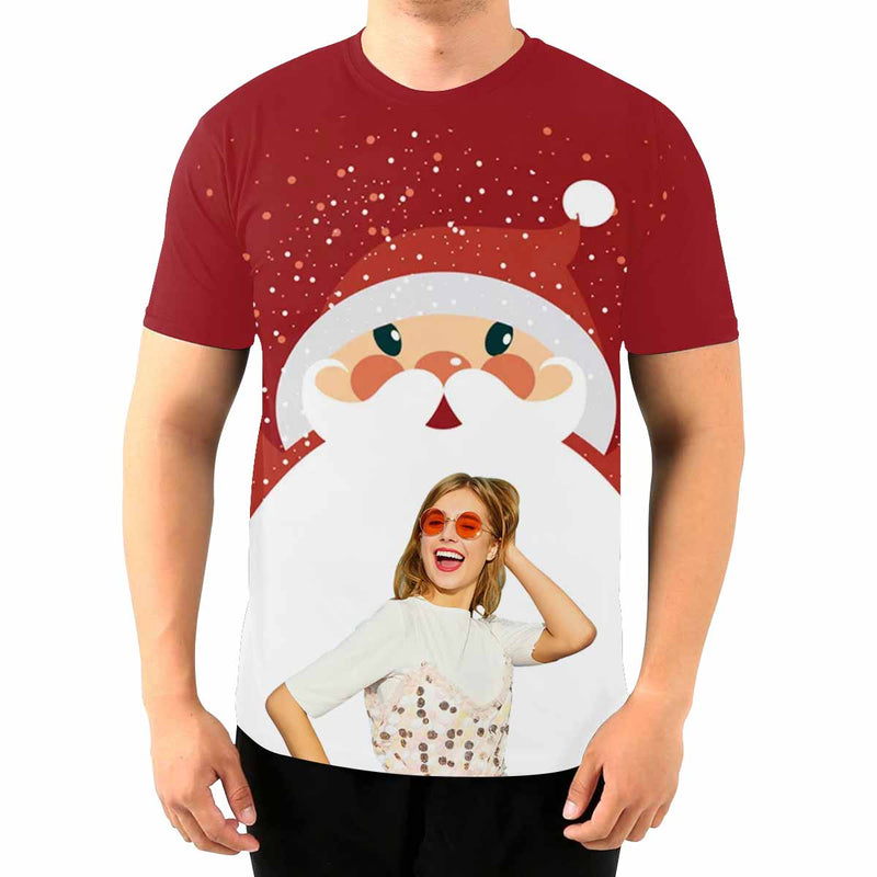 Custom Face Santa Tee Put Your Photo on Shirt Unique Design Men's All Over Print T-shirt