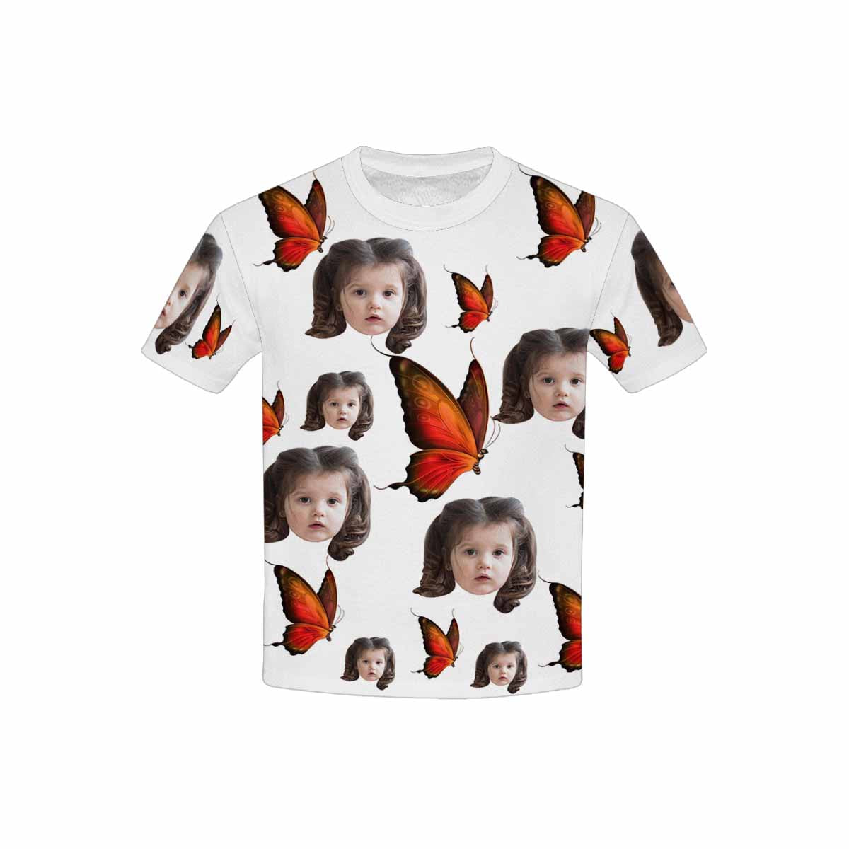 Custom Face Butterfly Kid's All Over Print T-shirt