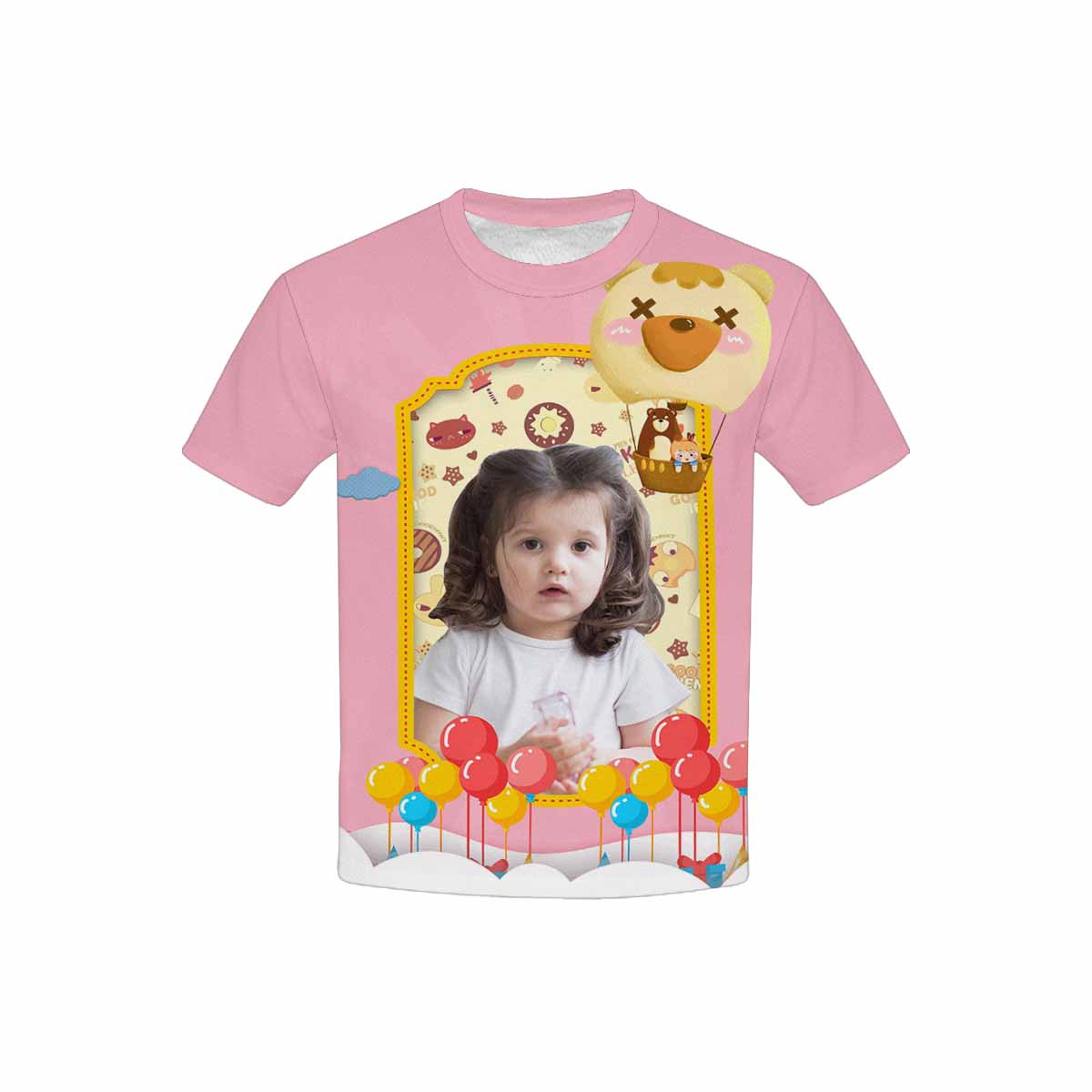 Custom Face Pink Kid's All Over Print T-shirt