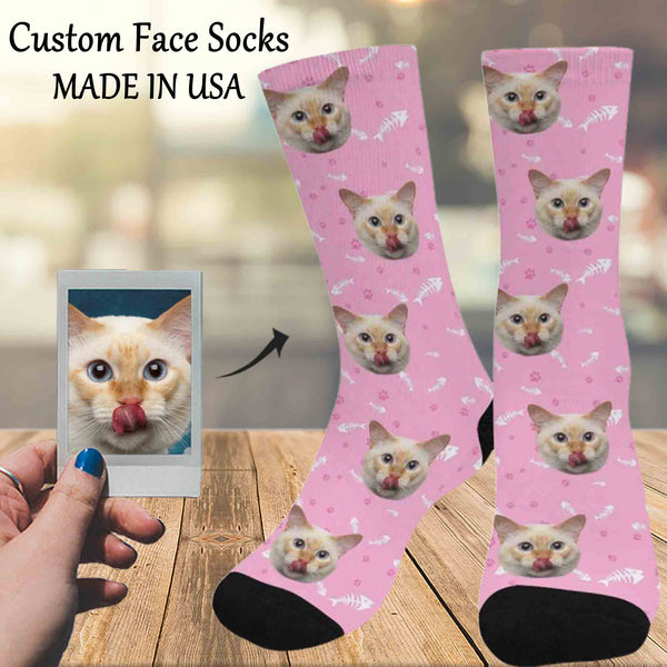 Custom Socks Face Socks with Cat Faces Personalized Socks Face on Socks Birthday Gifts for Dad