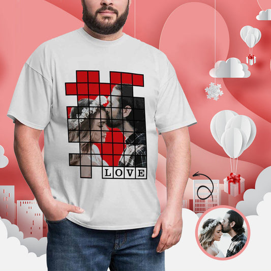 Custom Photo Love Puzzle Tee Put Your Photo on Shirt Unique Design Men's All Over Print T-shirt