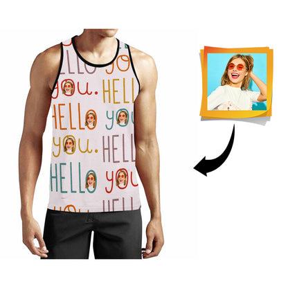 Custom Face Hello Men's All Over Print Tank Top