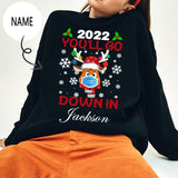 Custom Name Deer Women's All Over Print Crewneck Sweatshirt, Personalized Sweater With Photo