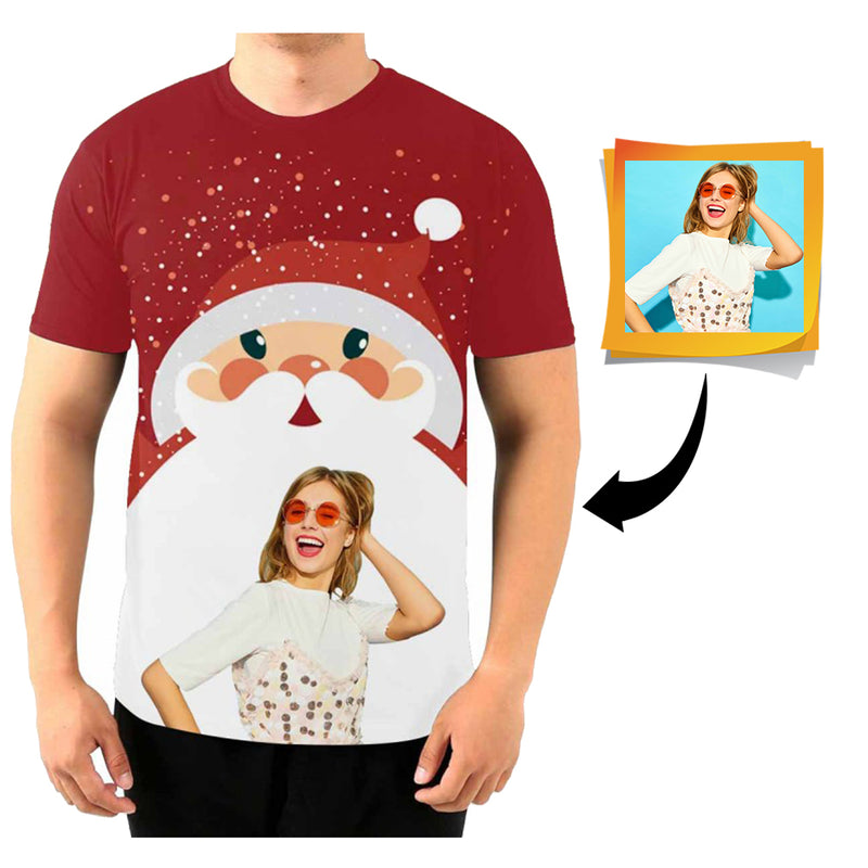 Custom Face Santa Tee Put Your Photo on Shirt Unique Design Men's All Over Print T-shirt