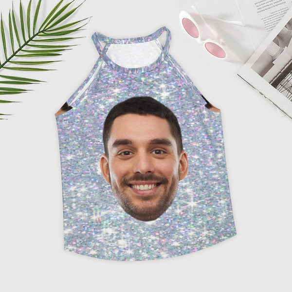 Put Face on Tank Tops Galaxy Summer Print Halterneck Strapless Vest Shirt Women's Boyfriend Face Loose Top