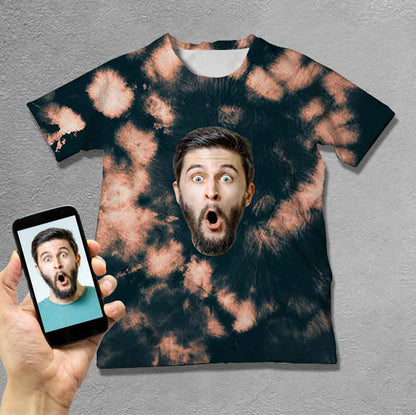 Custom Face Tie Dye Funny Tee Put Your Photo on Shirt Unique Design Men's All Over Print T-shirt