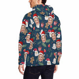Printing Christmas Hat&Tree Hoodie with Girlfriend's Face, Custom Men's All Over Print Hoodie Surprise Gifts for Dad Husband Boyfriend