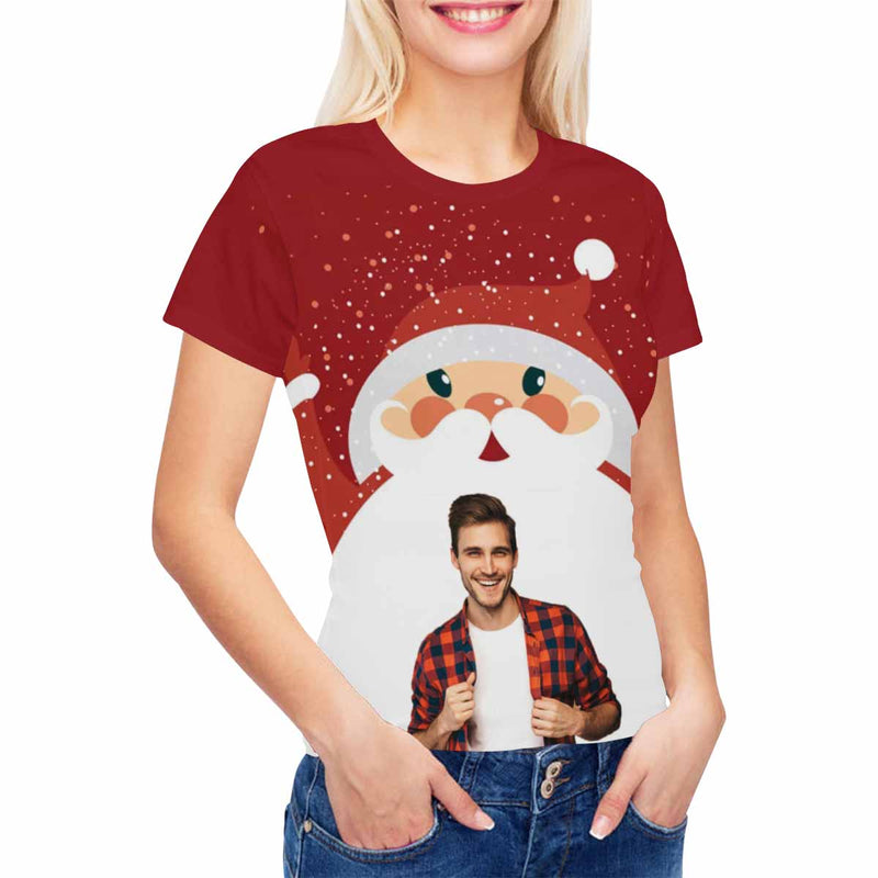 Custom Face Santa Women's All Over Print T-shirt