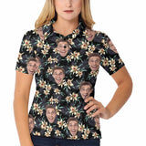 Custom Face Yellow Dendrobium Polo Shirt, Personlized Shirt For Women, Photo Women's All Over Print Polo Shirt