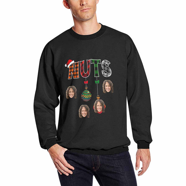 Personalized Nuts&Pendant Sweater With Face, Custom Photo Men's All Over Print Crewneck Sweatshirt