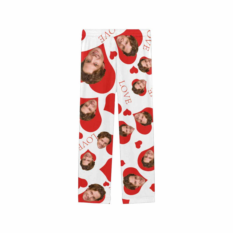 Custom Face Heart Love Sleepwear Personalized Women's Slumber Party Long Pajama Pants