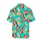 Custom Face Green Pineapple Men's All Over Print Hawaiian Shirt