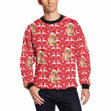 Personalized Christmas Deer With Pet's Face, Custom Photo Men's All Over Print Crewneck Sweatshirt