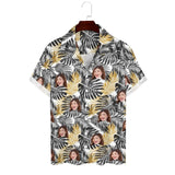 Custom Face Leaves Men's Lapel Shirt Cuban Collar Hawaiian Shirt