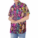 Custom Face Colored Spots Men's Crinkle Thin Hawaiian Shirt