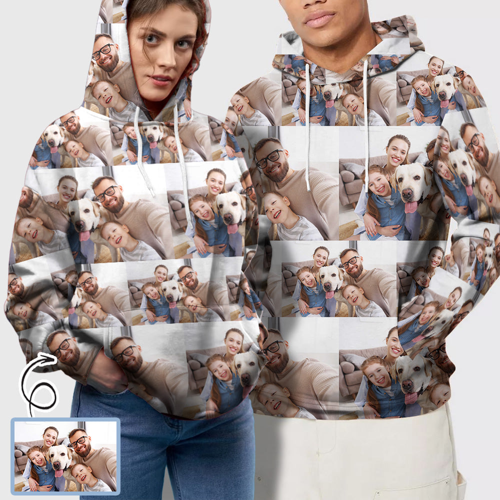 Custom Photo Stitching Men's Pullover Hoodie