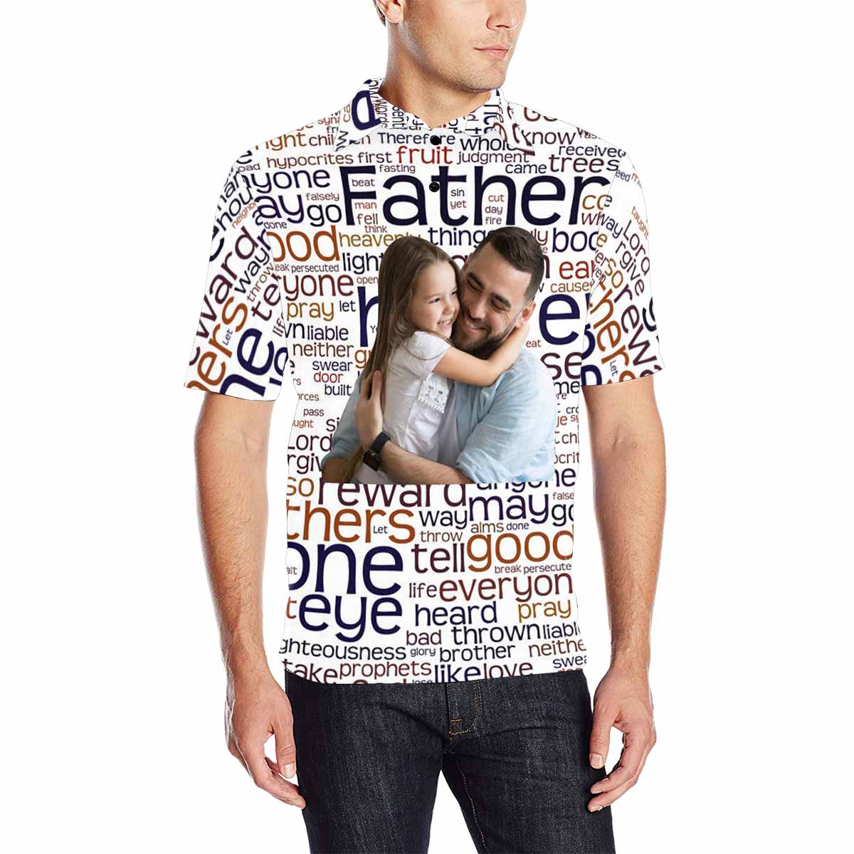 Custom Photo Good Father Men's All Over Print Polo Shirt