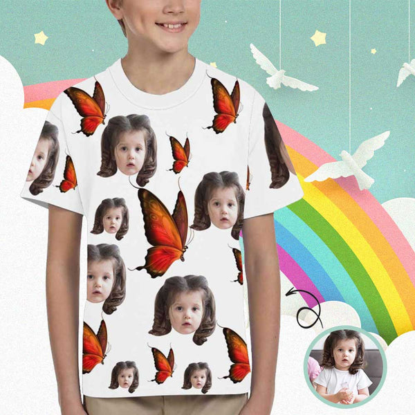 Custom Face Butterfly Kid's All Over Print T-shirt