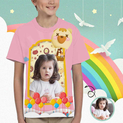 Custom Face Pink Kid's All Over Print T-shirt