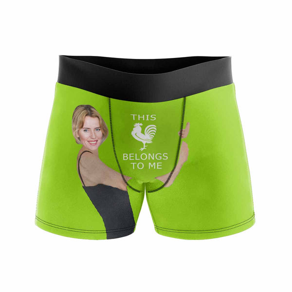 Custom Face Boxers Underwear Personalized This Belongs To Me Green Mens' All Over Print Boxer Briefs