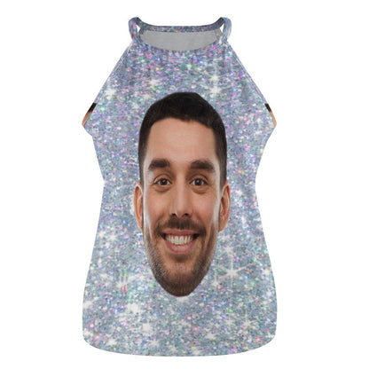 Put Face on Tank Tops Galaxy Summer Print Halterneck Strapless Vest Shirt Women's Boyfriend Face Loose Top