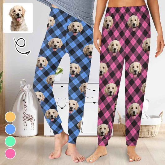 Custom Face Grid Pajama Pants Personalized Long Sleep Pants  Slumber Party