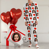 Custom Face Love Heart Girlfriend White Men's Long Pajama Set