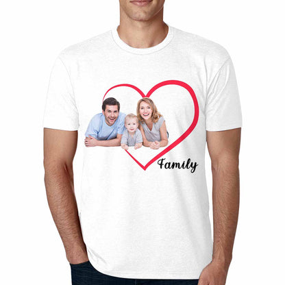 Custom Family Portrait Love Heart Print T-shirt