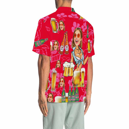 Custom Face Beer Men's All Over Print Hawaiian Shirt