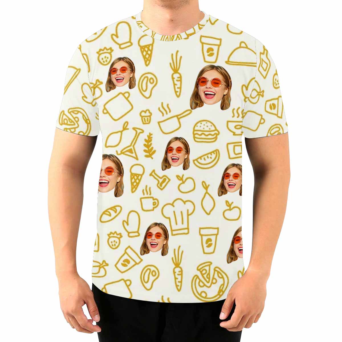 Custom Face Food Tee Put Your Photo on Shirt Unique Design Men's All Over Print T-shirt