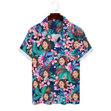 Custom Face Fancy Flower Men's Lapel Shirt Cuban Collar Hawaiian Shirt