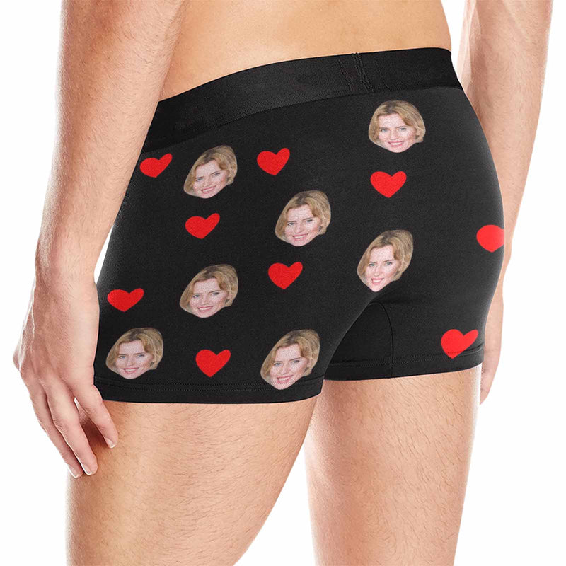 Custom Face&Text Boxers Underwear Personalized Love Zipper Mens' All Over Print Boxer Briefs