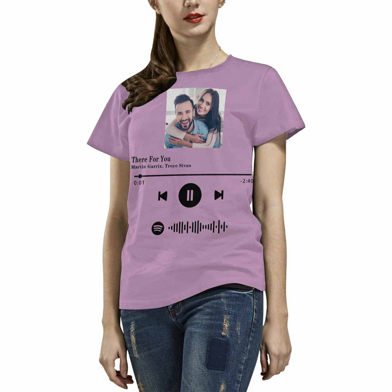 Products Custom Photo There For You Scannable Spotify Code T-shirt Personalized Couple T-shirt