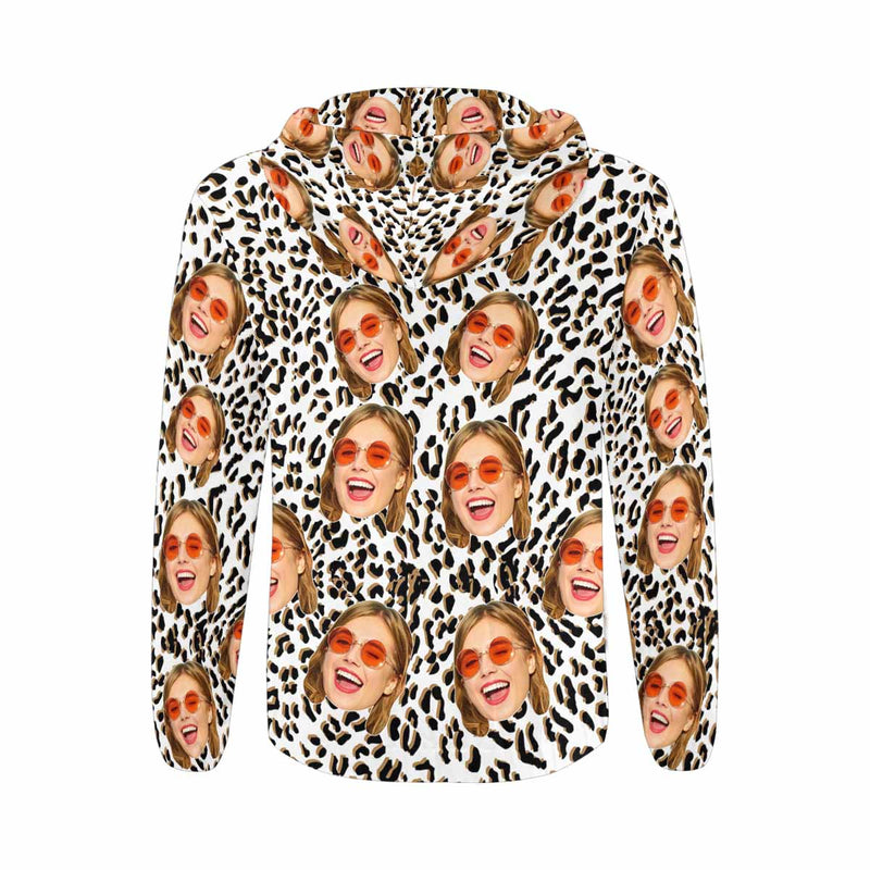 Custom Face Leopard Men's All Over Print Full Zip Hoodie