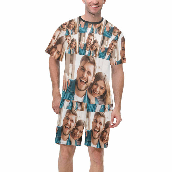 Personalized Face Pajamas For Men Sleepwear Custom Photo Men's Short Pajama Set