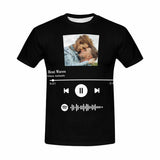 Custom Photo Heat Weaves Black Scannable Spotify Code T-shirt Personalized Men's All Over Print T-shirt