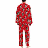 Custom Face Pajamas Line Trig Red Sleepwear Personalized Men's Long Pajama Set