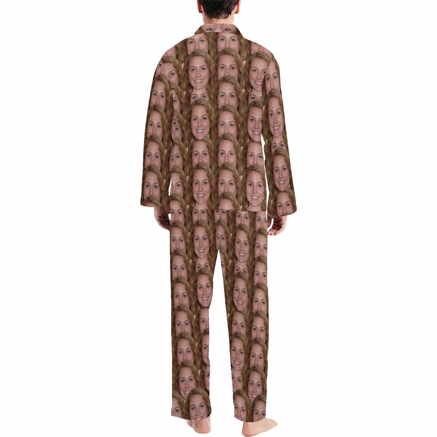 Persoanlized Sleepwear Custom Girlfriend's Face Men's Long Pajama Set