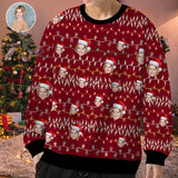 Personalized Christmas Light With Face, Custom Photo Men's All Over Print Crewneck Sweatshirt