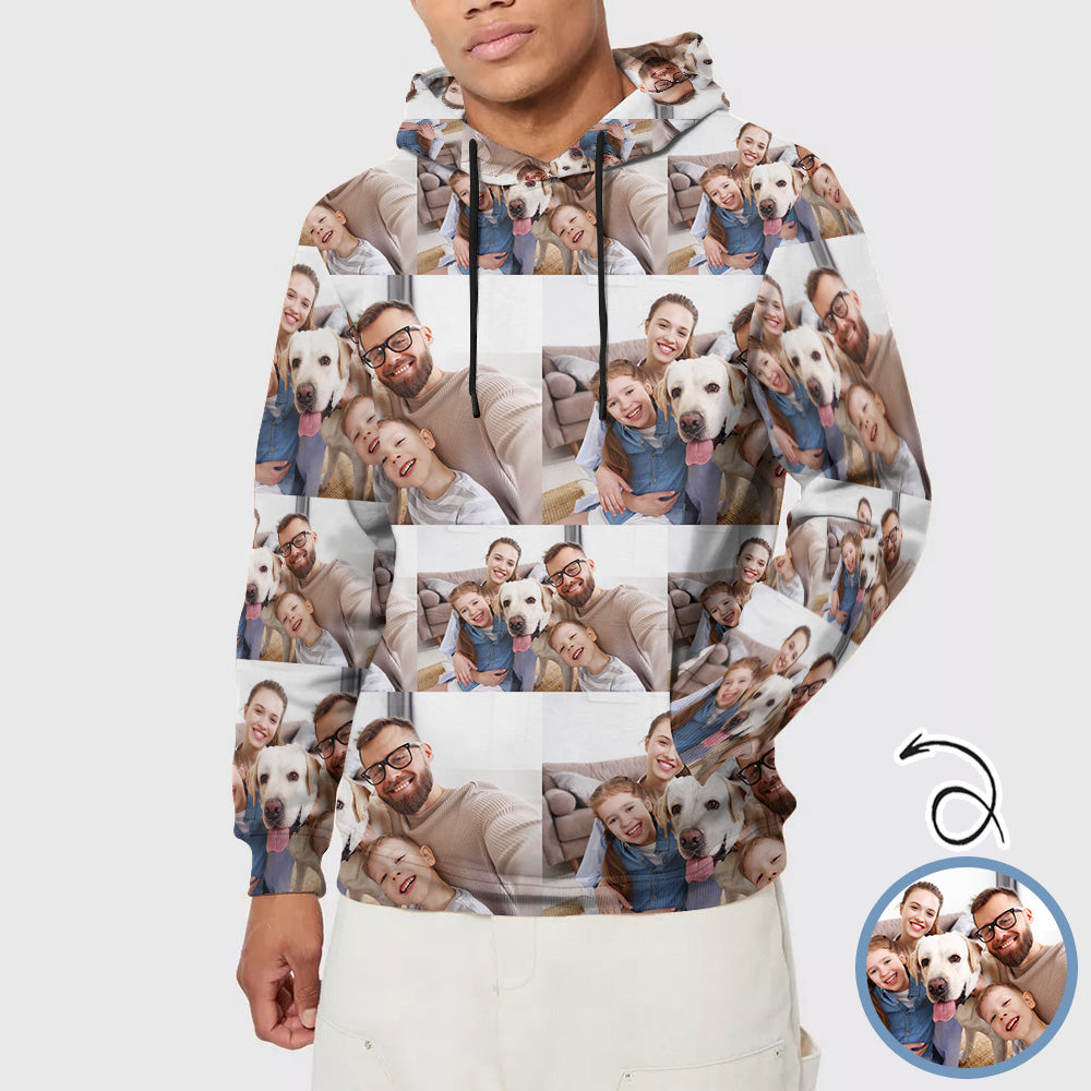 Custom Photo Stitching Men's Pullover Hoodie