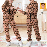 Personalized Hooded Onesie for Kids Custom Seamless Face Zip Jumpsuits with Pocket One-piece Pajamas for Boys Girls