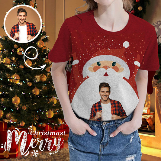 Custom Face Santa Women's All Over Print T-shirt