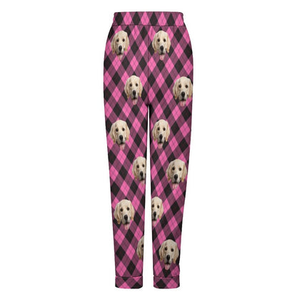 Custom Face Grid Pajama Pants Personalized Long Sleep Pants  Slumber Party