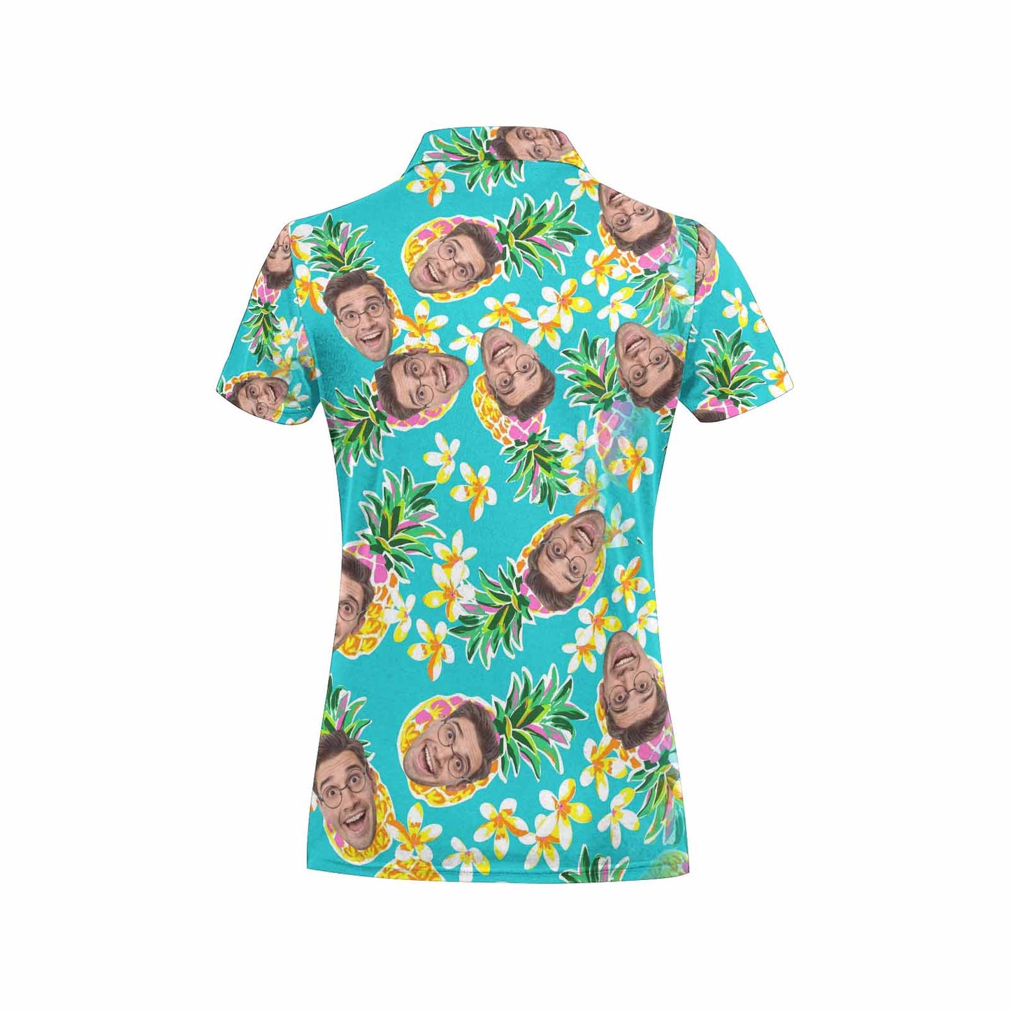 Custom Face Green Pineapple Polo Shirt, Personlized Shirt For Women, Photo Women's All Over Print Polo Shirt