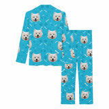 Custom Face My Pet Dog Paw and Bone Women's Long Pajama Set