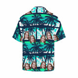 Custom Face Blue Sky Coconut Tree Men's All Over Print Hawaiian Shirt